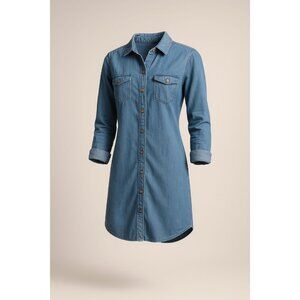 UNTUCKit Maraska Dress Women's Size 16 Blue Chambray Denim Country Minimalistic